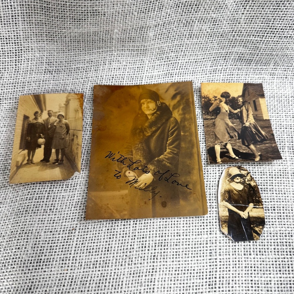Antique Vintage Photo Snapshot Lot 4 Women Family Candid Vernacular Ephemera